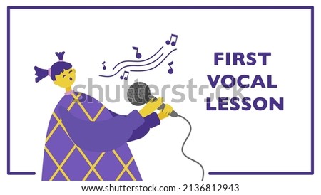 
singing girl with microphone template