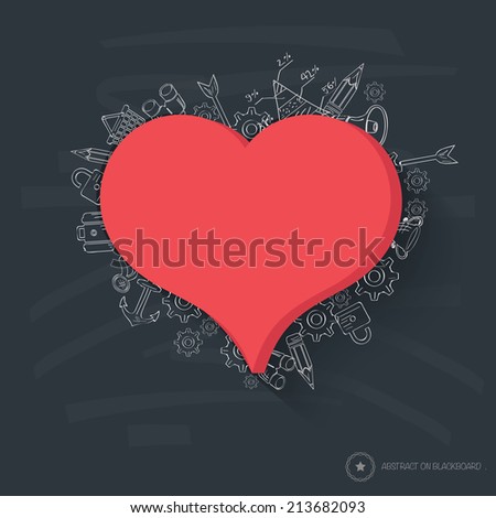 Heart design on blackboard background,clean vector