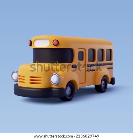 3d Vector of yellow School bus, back to school concept. Eps 10 Vector. Royalty-Free Stock Photo #2136829749