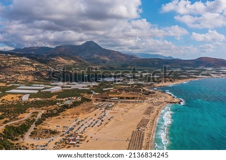 Falasarna beach in Crete, Greece Royalty-Free Stock Photo #2136834245