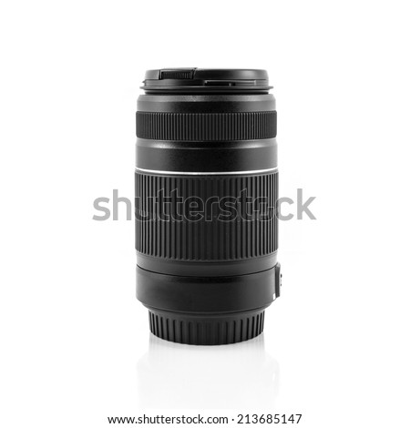Zoom or tele lens isolated on white background