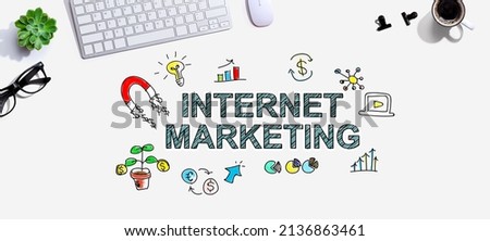 Internet marketing with a computer keyboard and a mouse