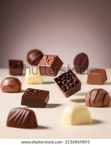 food photography. assorty chocolate sweet candy. Candy cover