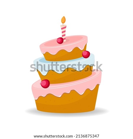 Birthday cake with candles vector isolated illustration