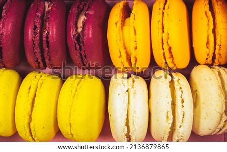 vintage photo of French Colorful Macaron Cookies 