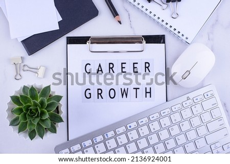 Career growth concept with office desk