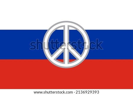 Russia flag. The official flag of Russia with the correct color and proportion. Peace symbol on colorful background.