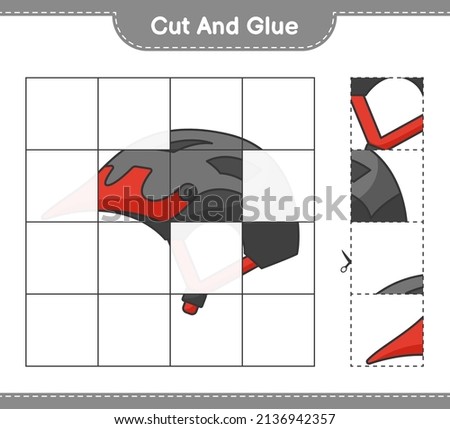 Cut and glue, cut parts of Bicycle Helmet and glue them. Educational children game, printable worksheet, vector illustration