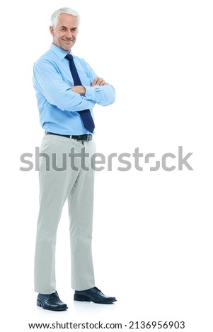 Right man for CEO. Full length shot of a mature businessman on a white background.