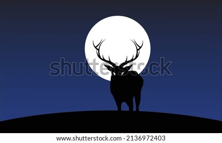 Vector Illustration of a Deer at Night