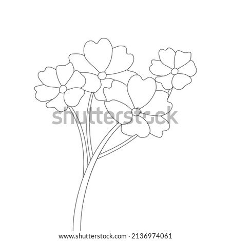 black and white outline flower vector illustration for a coloring book page