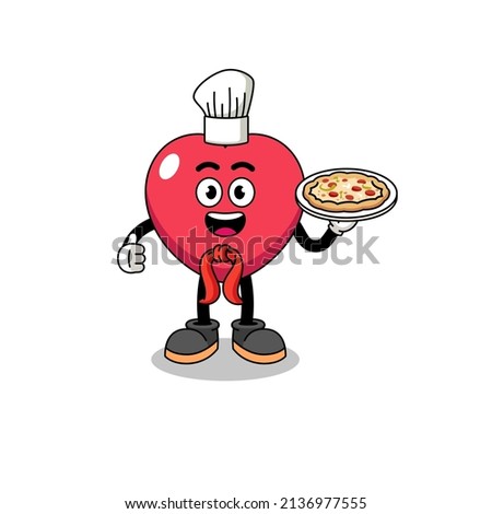 Illustration of love as an italian chef , character design