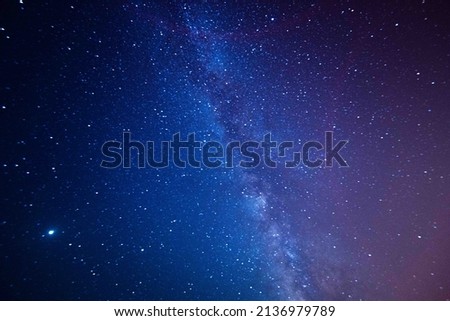 Astro photography in a desert nightscape with milky way galaxy. The background is stary celestial bodies in astronomy.
 Royalty-Free Stock Photo #2136979789