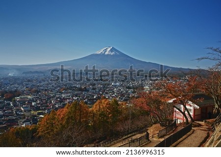 Morning view of Mount Fuji at Chureito Shrine, Japan