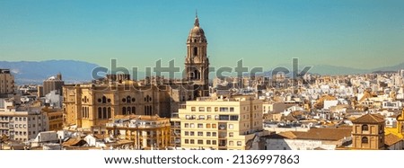 panorama of Malaga city- Andalusia , Spain