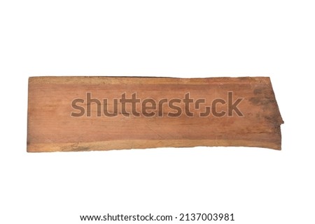 close up plank sign wood log background on white background