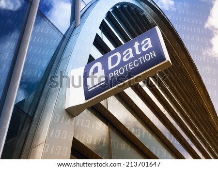 Data Protection sign on the exterior of a building.