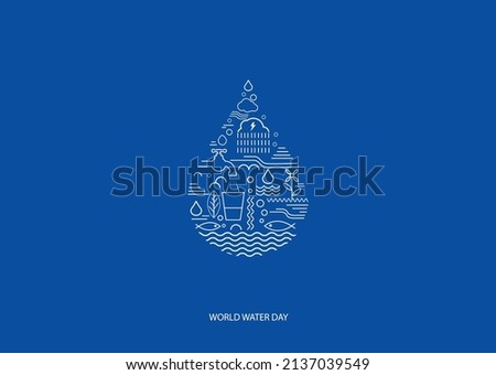 Water day concept. water logo. vector water artwork. water drop isolated on blue background.