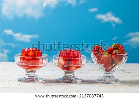 Cold sweets with plenty of red strawberries