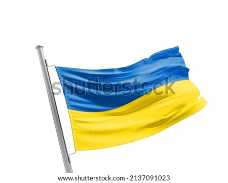 Ukraine and Russia flags on white background