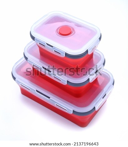 Plastic lunch boxes isolated on white background