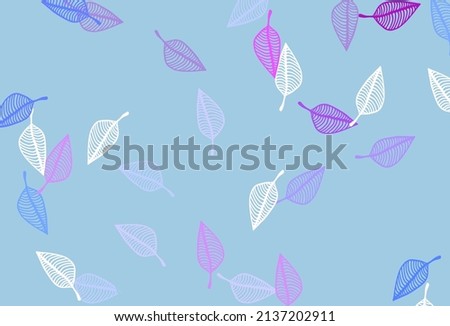 Light Pink, Blue vector hand painted backdrop. New colorful illustration in doodle style with leaves. The best blurred design for your business.