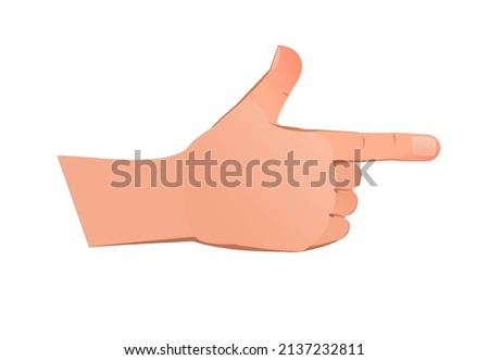 Right hand in pointing gesture. The object is isolated on white background. Funny cartoon style. Vector.