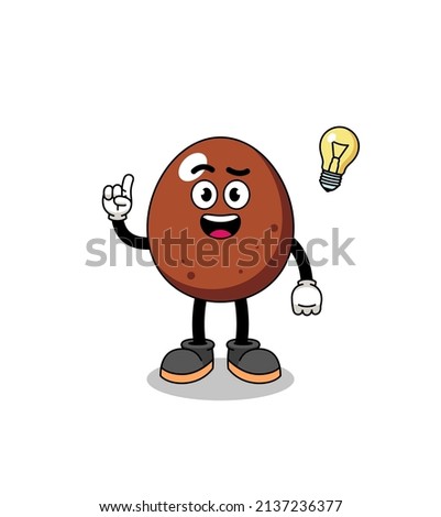 chocolate egg cartoon with get an idea pose , character design