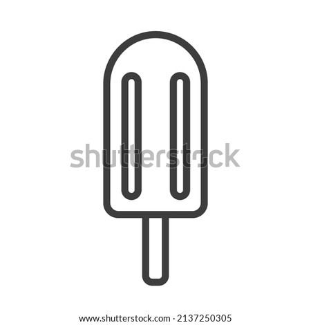 Delicious cold ice cream on stick. Simple food icon in trendy line style isolated on white background for web apps and mobile concept.  Illustration. 