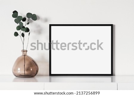 Blank empty picture frame. Artwork template mock-up in interior design