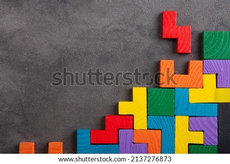 Creative idea solution - business concept, jigsaw puzzle close up. Leadership and teamwork strategy success. Royalty-Free Stock Photo #2137276873