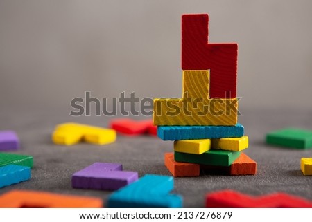 Creative idea solution - business concept, jigsaw puzzle close up. Leadership and teamwork strategy success. Royalty-Free Stock Photo #2137276879