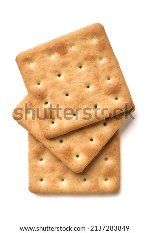 Traditional dry biscuits, water crackers, hardtacks, group isolated on white background Royalty-Free Stock Photo #2137283849