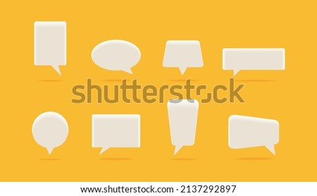 Speech bubbles, talk icons for chat, message and speak. Signs of abstract comic balloons for text on background. Cartoon think illustration. Set of design shape, element for communication. 3d. Vector.