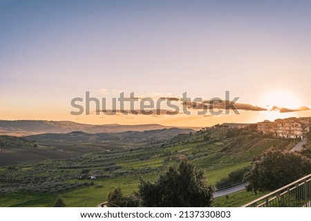 Beautiful View at Sunset from Barrafranca, Sicily, Italy, Europe
