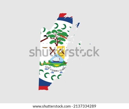 Belize Map Flag. Map of Belize with the Belizean country flag. Vector illustration.