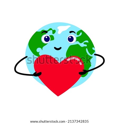 Planet earth with heart in hands. Illustration for World Health Day, Earth Day