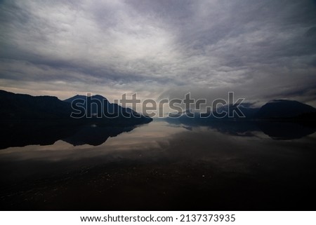 Mountain views with water and clouds