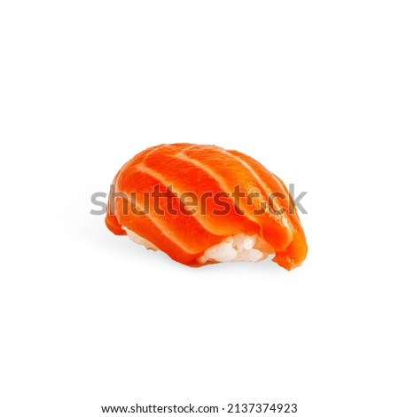 Traditional Japanese Sushi Salmon Eel White Background.
