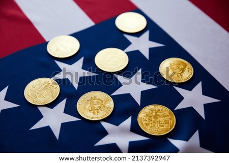 Bitcoin with the US Flag as a background