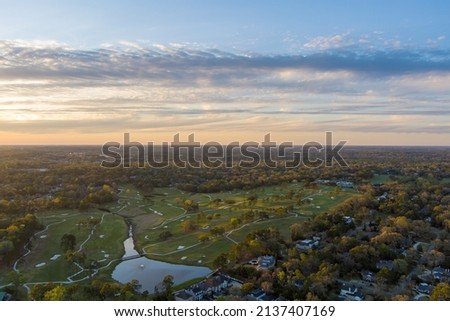 Aerial view of the Country club of Mobile at sunset in Mobile, Alabama 