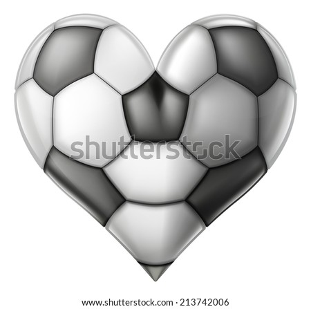 A soccer or football ball heart, conceptual illustration for a love of football