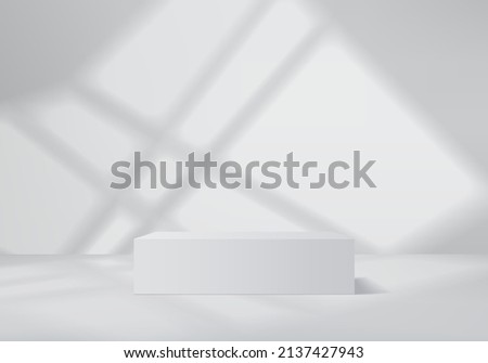 Podium minimal scene with backdrop background platform. Summer background vector 3d render with podium background. stand to show cosmetic product. Stage showcase on pedestal 3d white backdrop studio Royalty-Free Stock Photo #2137427943