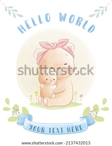 Cute mom and baby bear, Baby Milestone Cards Cute Animals
