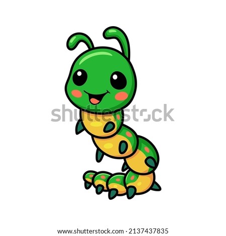 Cute little caterpillar cartoon character