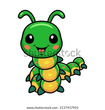 Cute little caterpillar cartoon character