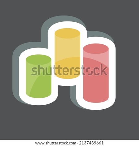Cylindrical Bars Sticker in trendy isolated on black background