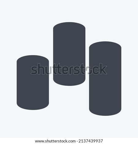 Cylindrical Bars Icon in trendy glyph style isolated on soft blue background