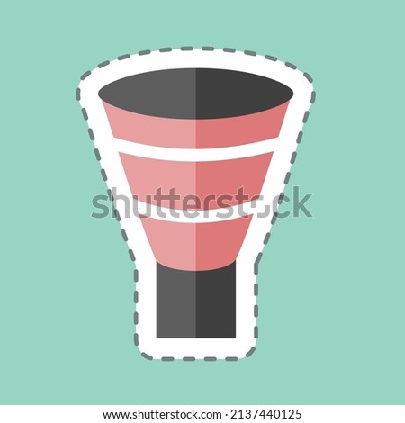 Funnel Chart Sticker in trendy line cut isolated on blue background