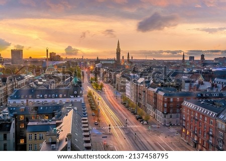 Copenhagen downtown city skyline, cityscape of Denmark Royalty-Free Stock Photo #2137458795